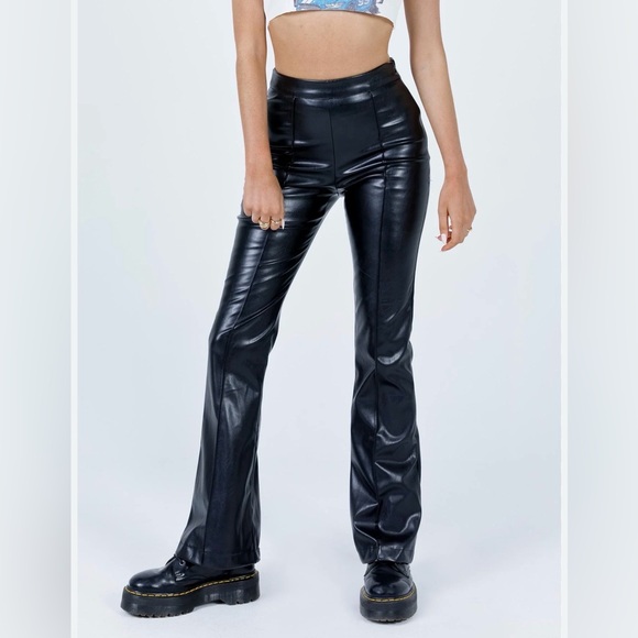 Princess Polly Pants - Princess Polly‎ Black Flare Faux Leather Pants